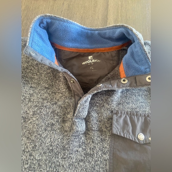 Woolrich Mens Knit Pullover Long Sleeve Grey Sweater Snap front Size XL - Picture 8 of 11